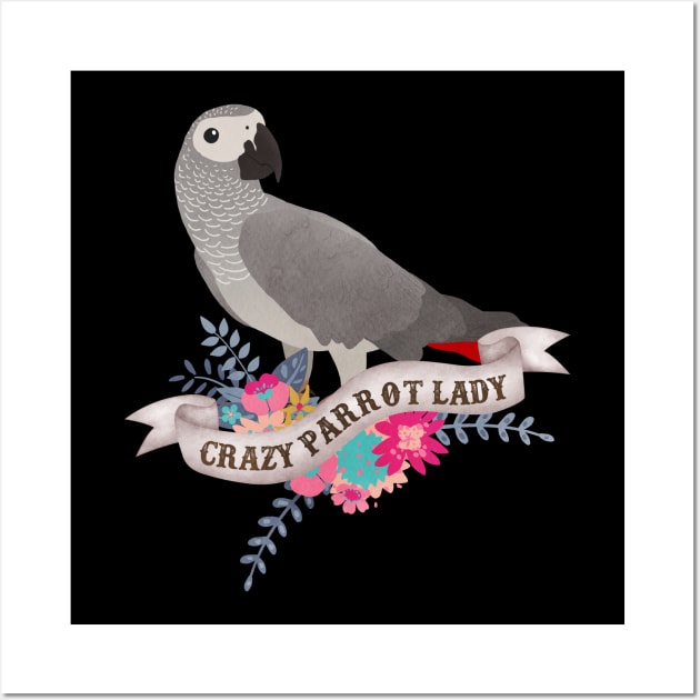 Crazy Parrot Lady Wall Art by Psitta
